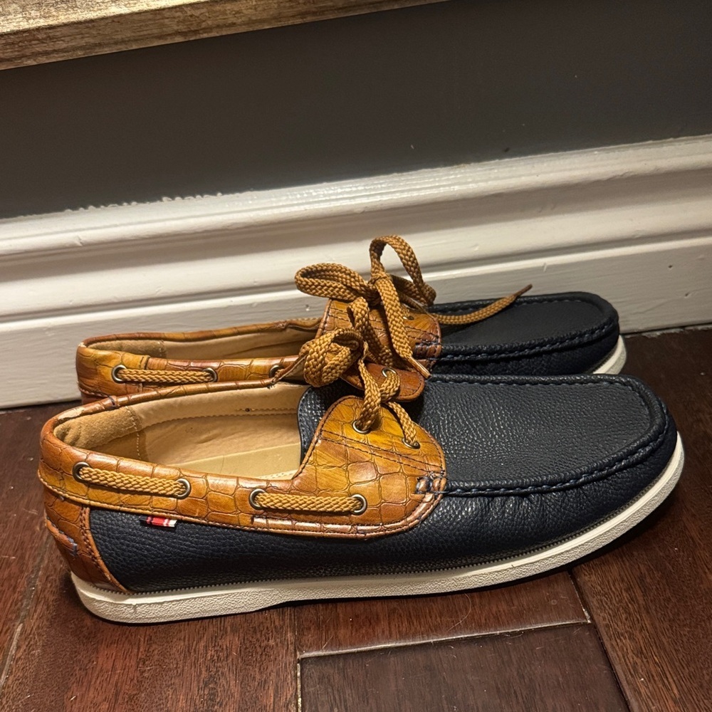 Classic Navy and Tan Boat Shoes